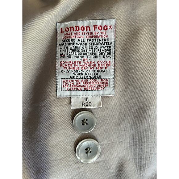 Vintage 80s90s London Fog Iridescent Blue/Gray Long Trenchcoat Raincoat Size 10 - Picture 14 of 16